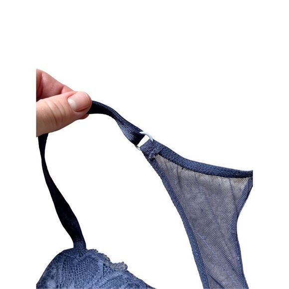 VICTORIA'S SECRET Favorite Push-up Bra Racer back Mesh Floral Lace 32D Purple  F - Picture 8 of 13